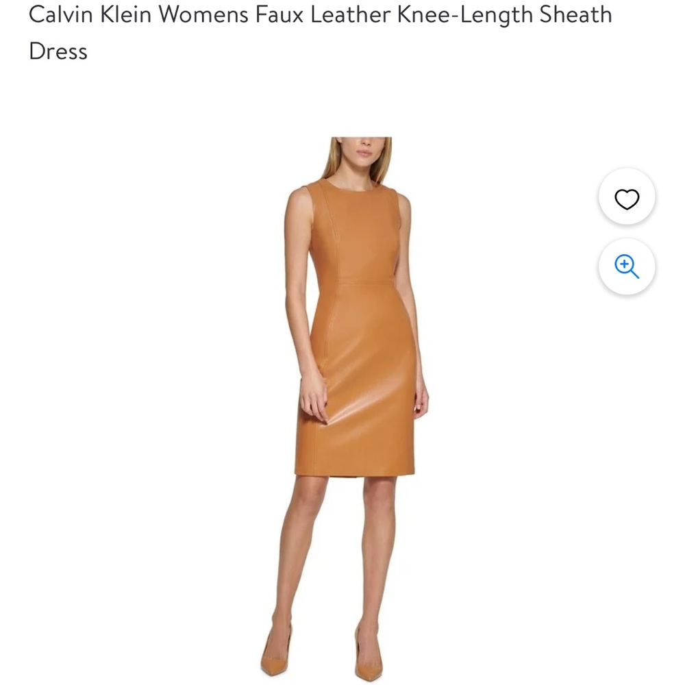 Honey colored pleather dress Calvin Klein  size 6, brand new never worn.